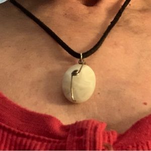 White Stone Silver Twist Necklace